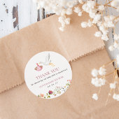 Stork Delivery Pink Floral Girl Baby Shower Favor ラウンドシール