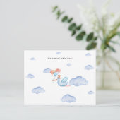 Stork Flying Through The Clouds Welcome New Baby ポストカード (スタンド正面)