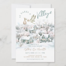 Stork It Takes A Village Winter Baby Shower