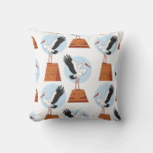 Stork on Rooftop Pattern クッション (正面)