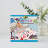 STORK,SHAMROCKS GiRL赤ちゃんシャワー誕生統計 招待状 (スタンド正面)