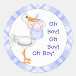 Stork & Triplet Boysベビー発表 ラウンドシール
