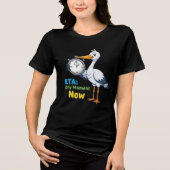Stork with Stopwatch Pregrancy トライブレンドTシャツ (正面)