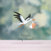 Stork's 運 Aベビーが自撮り赤ちゃんシャワーを浴びる アクリルサイン (ニュートラル)