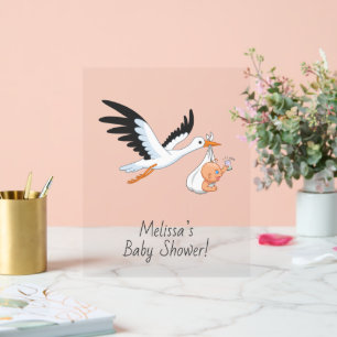 Stork's 運 Aベビーが自撮り赤ちゃんシャワーを浴びる アクリルサイン