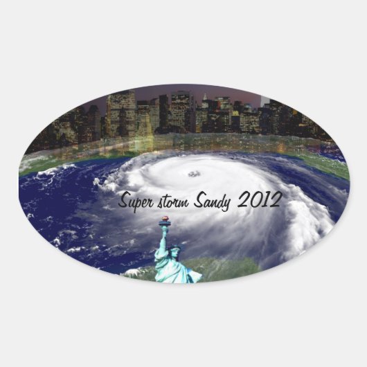 Storm すごい Sandy 2012，嵐の目_ 楕円形シール (正面)