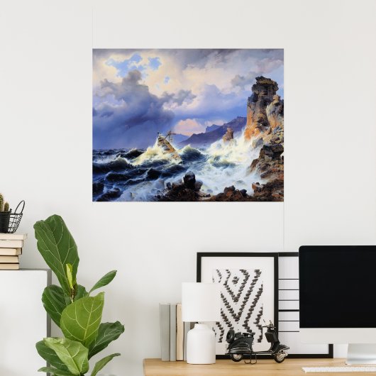 Storm at Sea off Norwegian Coast ポスター (ホームオフィス)