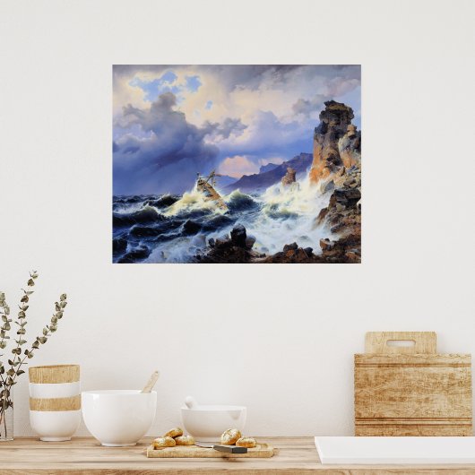 Storm at Sea off Norwegian Coast ポスター (キッチン)