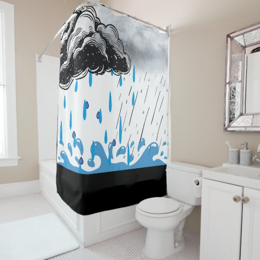 Storm Cloud Shower Curtain – Artistic Rain & Splas シャワーカーテン (インサイチュ)