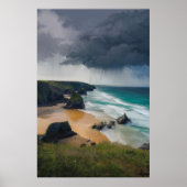 Storm clouds over coastal Cornwall ポスター (正面)