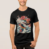 Storm Dragon with Sakura and Waves トライブレンドＴシャツ (正面)