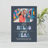 Storm Glow Hello New Year Blue Retro Photo シーズンカード (スタンド正面)