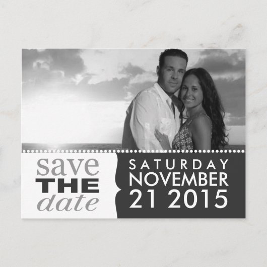 Storm Gray Sweet Beginnings Save the Date Photo 案内ポストカード (正面)