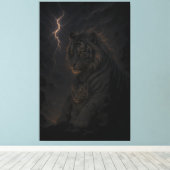 Storm Guardian Tiger & Cub – Dark Fantasy Animal A キャンバスプリント (インサイチュ (ウッドフロア))