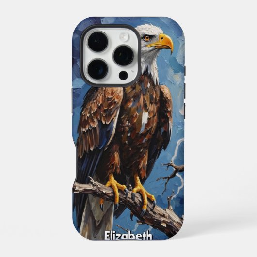 Storm Watch: Eagle on Barren Branch iPhoneケース (裏面)