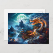 Stormcaller – Chinese Airbrush Dragon in Blue Ligh ポストカード (正面/裏面)