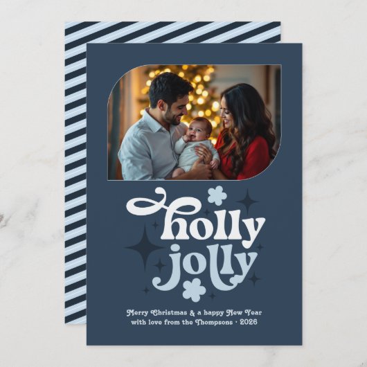 Stormlight Blue Modern Blue Christmas Photo シーズンカード (正面/裏面)