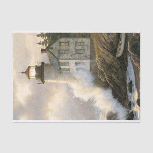 Stormlit Lighthouse By The Sea Decoupage 薄葉紙 (正面)