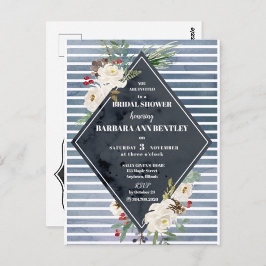 Stormyストライプバラとホワイトウォーター ポストカード (正面/裏面)