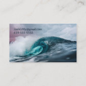 Stormyティール(緑がかった色)ブルー海ウェーブライフガードサーフレッスン 名刺 (裏面)