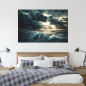 Stormy海波引き伸ばしキャンバス印刷 キャンバスプリント (インサイチュ (寝室))