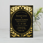 Stormy金ゴールドエレガントタロットカー結婚ド 箔招待状 (立ち正面)