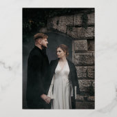 Stormy金ゴールドエレガントタロットカー結婚ド 箔招待状 (裏面)