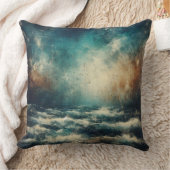 Stormy Blue Ocean Old Photograph クッション (ブランケット)