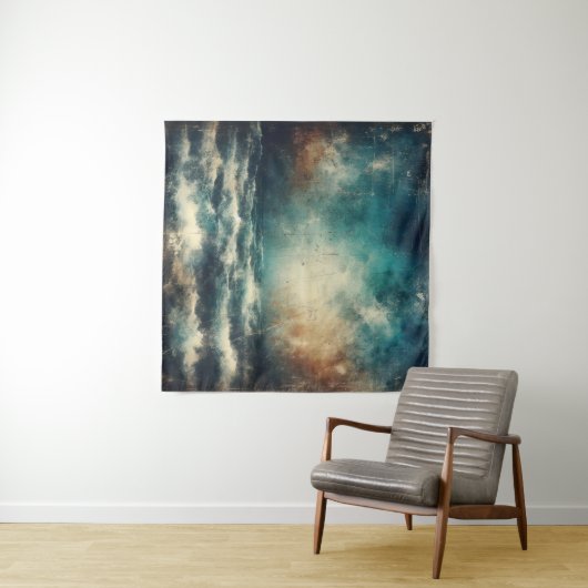 Stormy Blue Ocean Old Photograph タペストリー (インサイチュ(横))