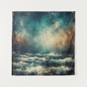 Stormy Blue Ocean Old Photograph タペストリー (正面)