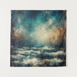 Stormy Blue Ocean Old Photograph タペストリー