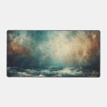 Stormy Blue Ocean Old Photograph