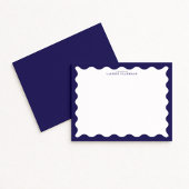Stormy Blue Wavy Frame Note Card 招待状