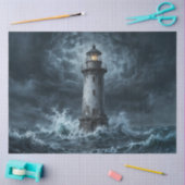 Stormy Lighthouse Ocean Decoupage 薄葉紙 (クラフト)