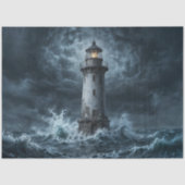 Stormy Lighthouse Ocean Decoupage 薄葉紙 (正面)