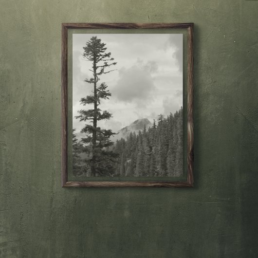 Stormy Mountain Black and White Photo Glossy ポスター