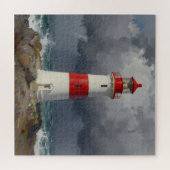 Stormy Red Lighthouse Coastal  ジグソーパズル (横)