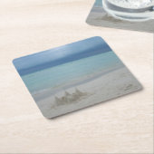 Stormy Sandcastleビーチ風景写真 スクエアペーパーコースター (アングル)