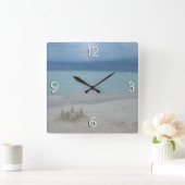 Stormy Sandcastleビーチ風景写真 スクエア壁時計 (ホーム)