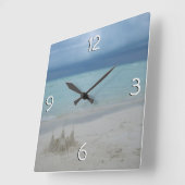 Stormy Sandcastleビーチ風景写真 スクエア壁時計 (傾斜)