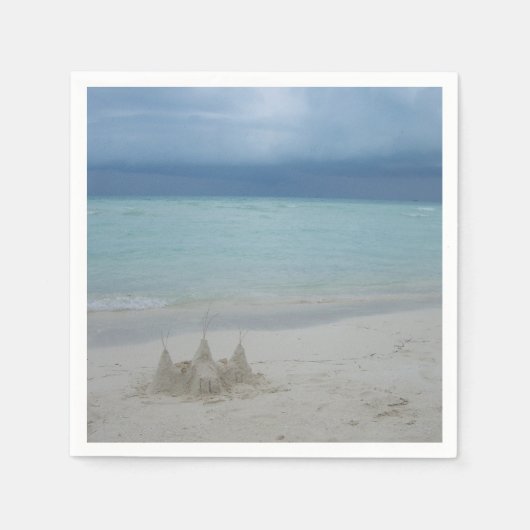 Stormy Sandcastleビーチ風景写真 スタンダードカクテルナプキン (正面)