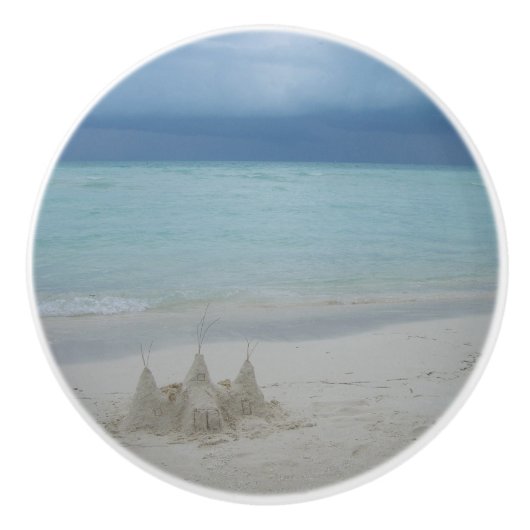 Stormy Sandcastleビーチ風景写真 セラミックノブ (正面)