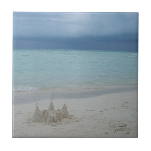 Stormy Sandcastleビーチ風景写真 タイル (正面)
