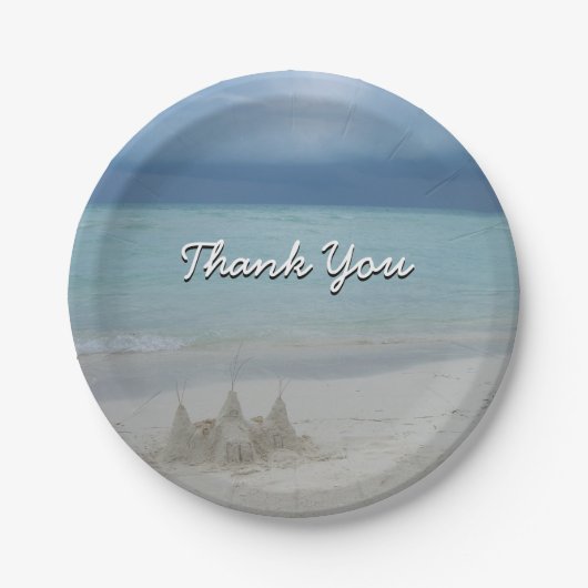 Stormy Sandcastleビーチ風景写真 ペーパープレート (正面)