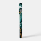 Stormy Sea Green Marble & Gold Cracks iPhoneケース (左側面)