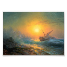 Stormy Sea in the Sunset, Aivazovsky フォトプリント