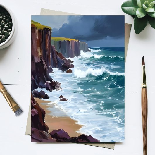 Stormy Shore | ビーチ オーシャン ウェーブ 絵画 ポストカード