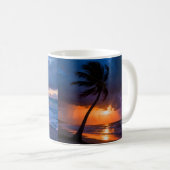 Stormy Sunset Beach Canvas Print | Lone Palm Drama コーヒーマグカップ (正面右)