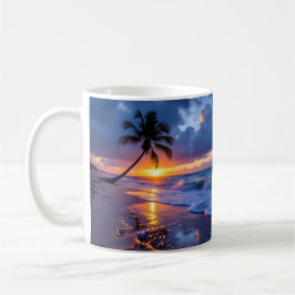 Stormy Sunset Beach Canvas Print | Lone Palm Drama コーヒーマグカップ