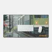 Stormy Tracks: Urban Rainline デスクマット (キーボード&マウス)